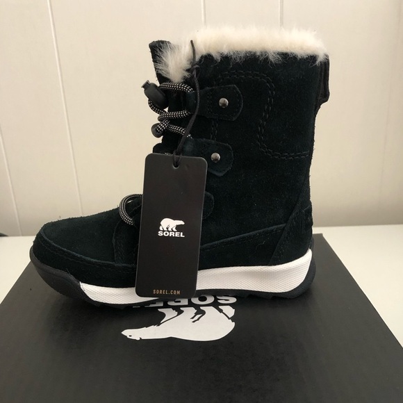 Sorel Kids Toddler Black Whitney Joan Lace Waterproof Suede Boots 10 - Picture 1 of 8